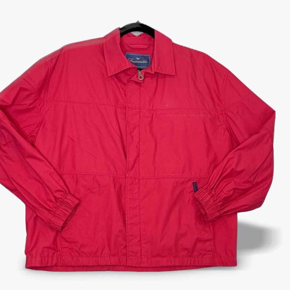 Faconnable Windbreaker Jacket Preppy‎ Lightweight Mens Small Red Casual